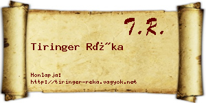 Tiringer Réka névjegykártya