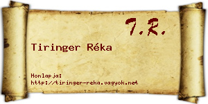 Tiringer Réka névjegykártya